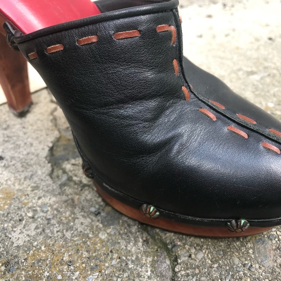 *Rare* wood clog French mule with platform heel - Picture 11 of 13